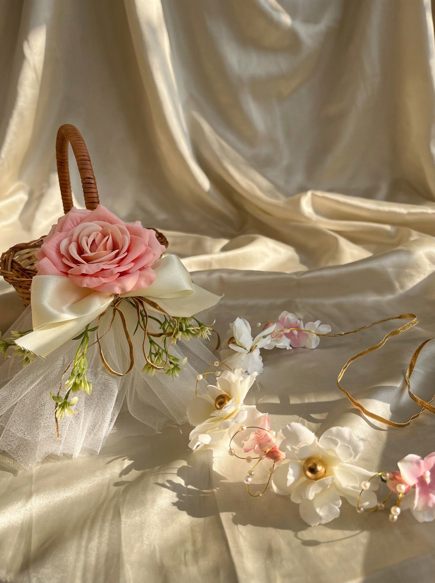 Flower Girl Basket and Tiara, wedding essential by Allies Atelier