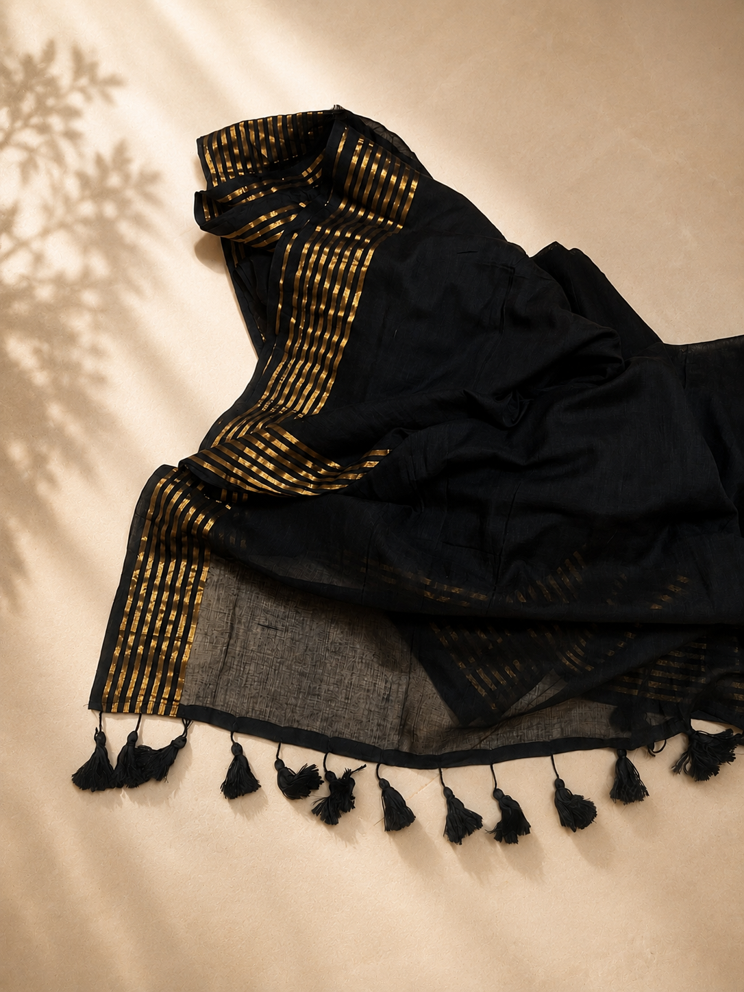 Mul cotton black saree, Mul Cotton saree by Allies Atelier