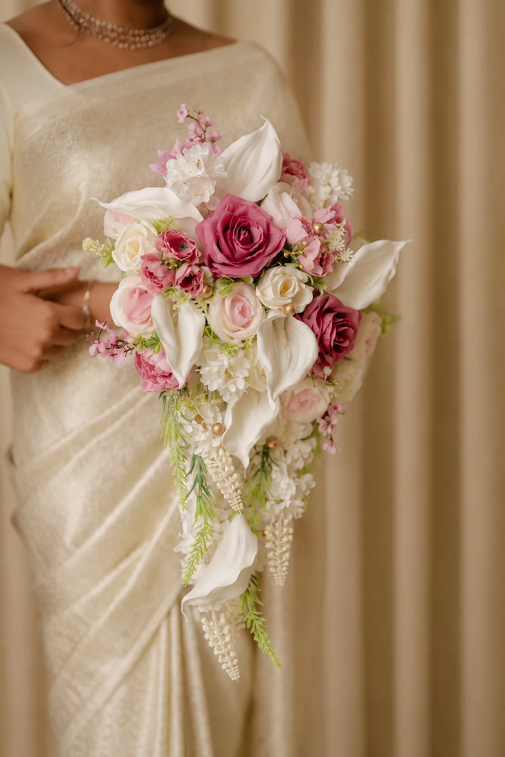 Pink-white Cascade Medium, bouquet by Allies Atelier