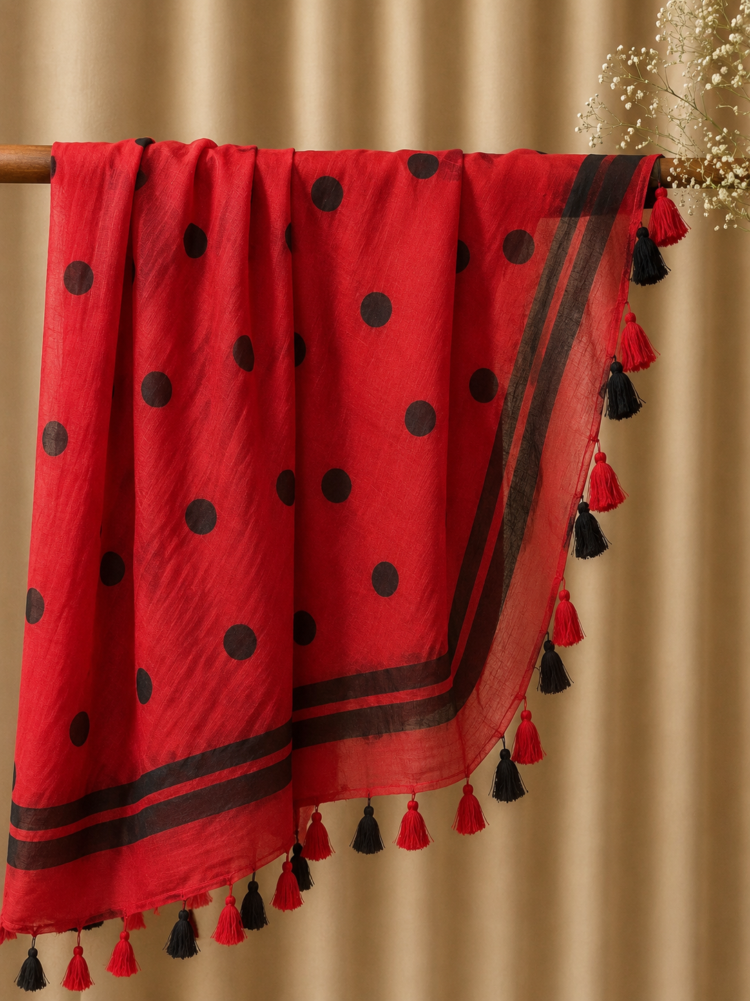 Mul cotton Lady bug saree, Kanjivaram silk saree by Allies Atelier
