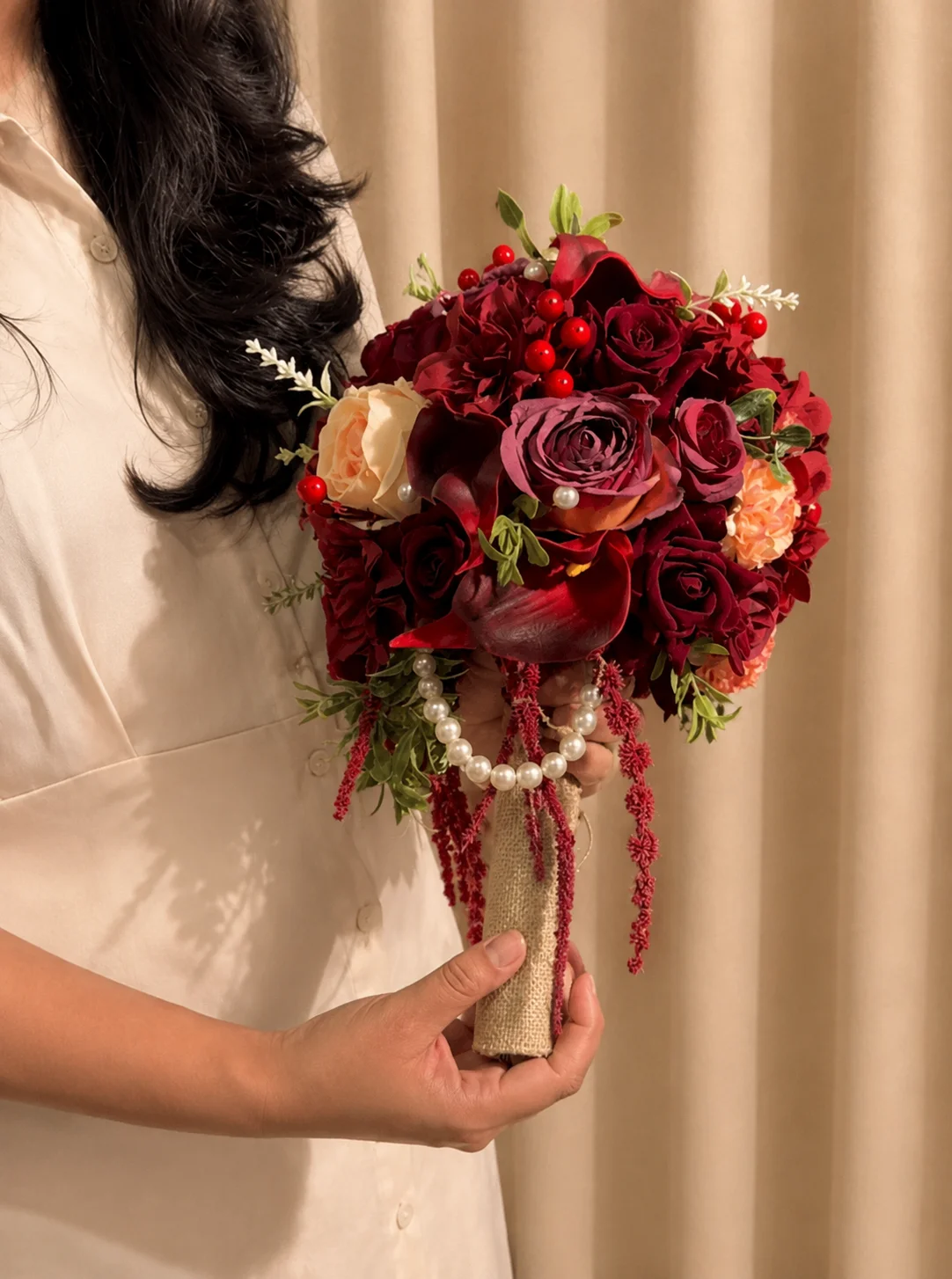 Maroon Round Bouquet, bouquet by Allies Atelier